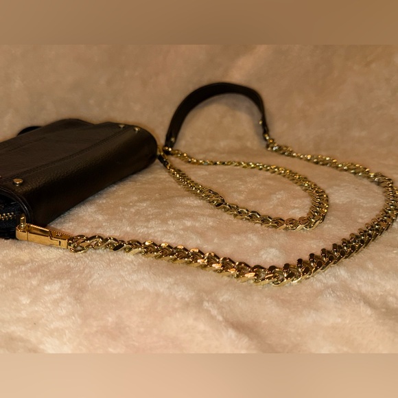 🖤 Aimee Kestenberg Delancey Leather Gold Chain Wallet Crossbody Bag in Black EUC - Picture 9 of 16